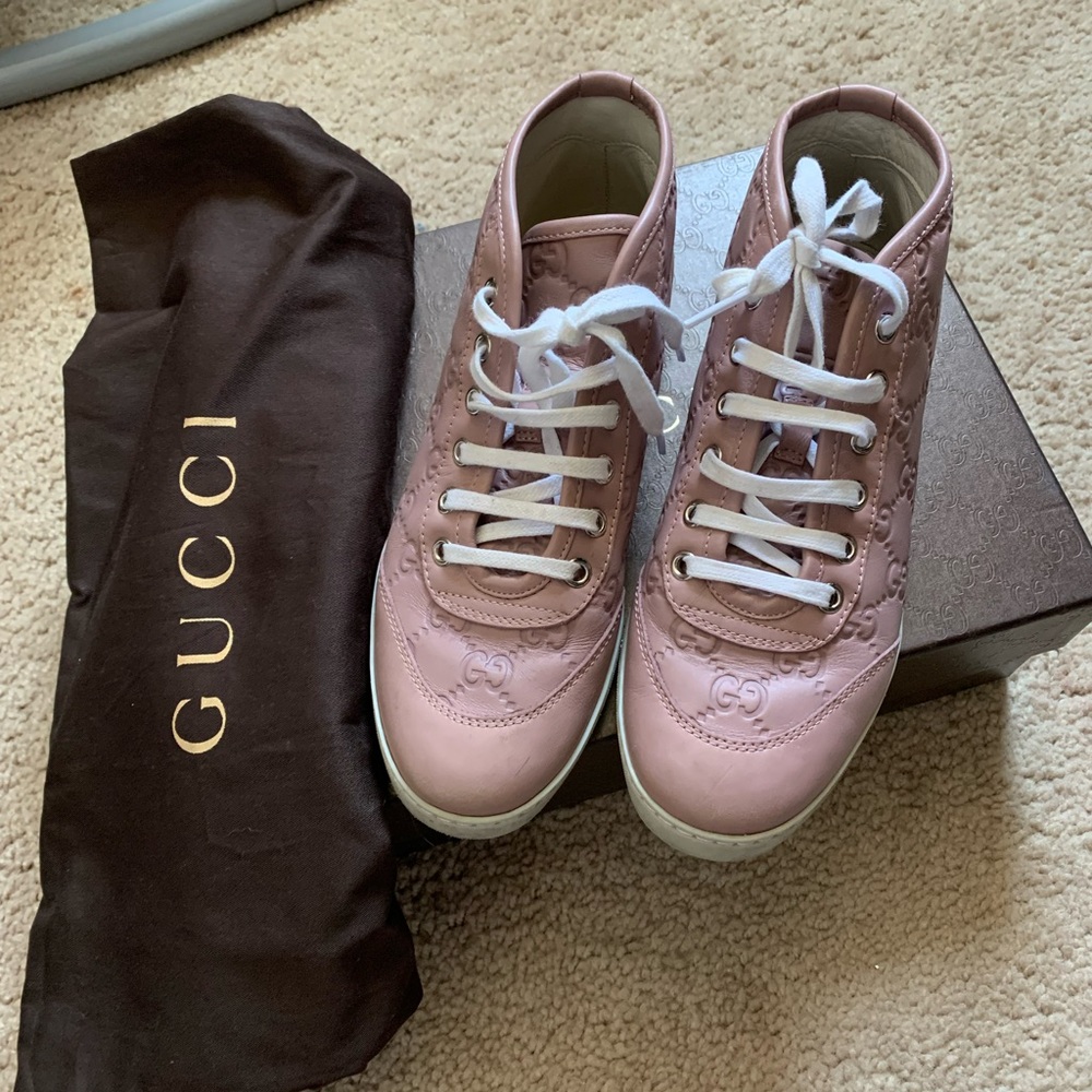 Pink Gucci high top sneaker